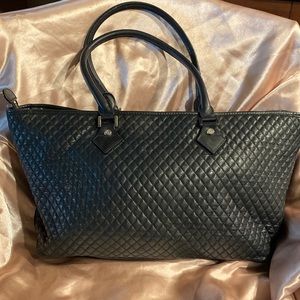 Brooks Brothers quilted leather black handbag